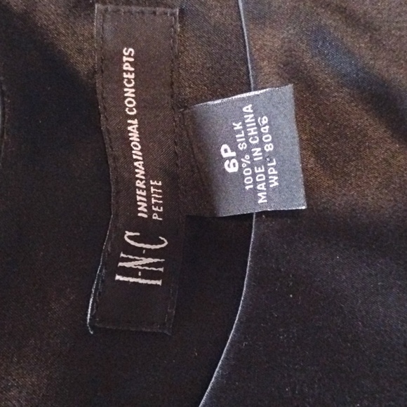 INC International Concepts Woman's Black 100% Silk Blouse, Size: 6P - Picture 5 of 11